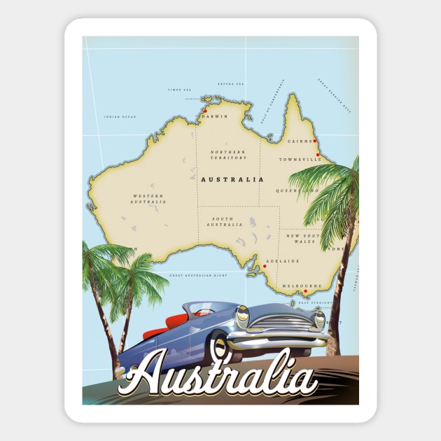 Australia travel map Magnet by nickemporium1
